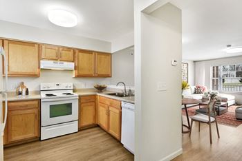 A kitchen and living room